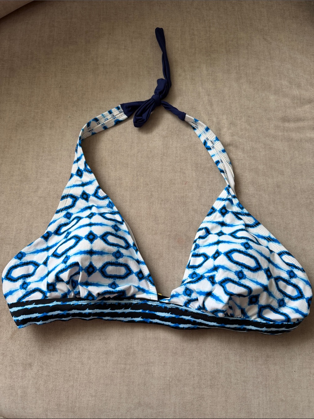 Apt. 9 Blue and White Geometric Halter Bikini Top only worn once.  Beautiful Top